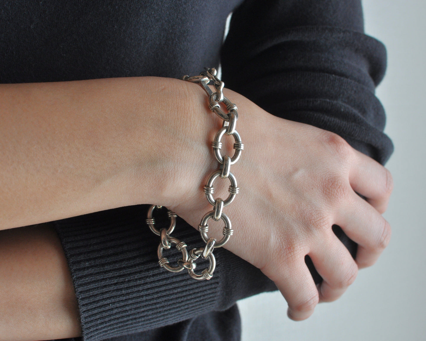 Mexican Vintage Jewelry Bracelet Silver 925 "16"