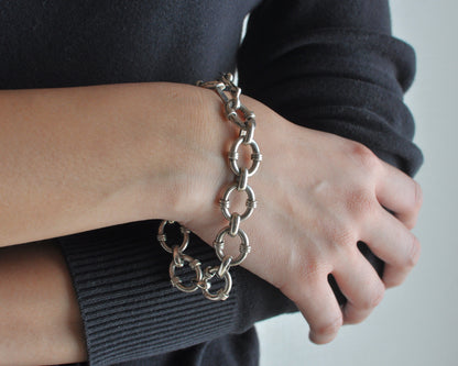 Mexican Vintage Jewelry Bracelet Silver 925 "16"